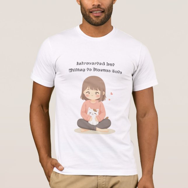 Funny Cat Introvert Shirt - Redigerbar text för ka T (Framsida)