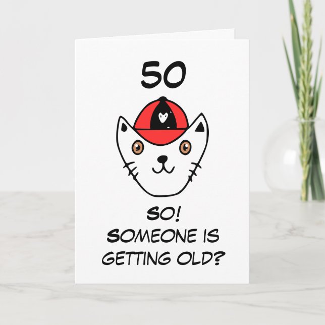 Funny Cat Joke Snarky Sister 50:e födelsedagen Kort (Framsida)