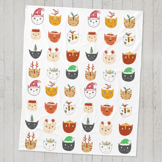 Funny Cat jul Blanket Fleecefilt (Fun Christmas cat cozy blanket)