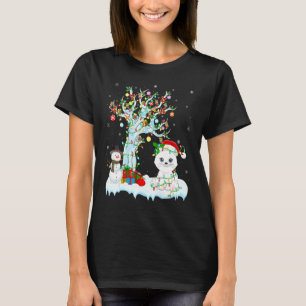 Funny Cat Julafton Träd Lighting Santa Hat Cat Chr T Shirt