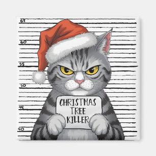 Funny Cat Julgran Killer Magnet