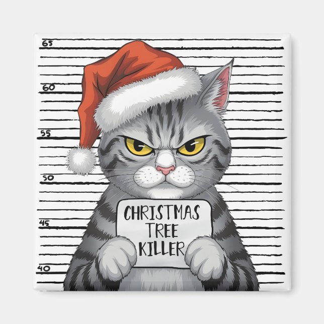 Funny Cat Julgran Killer Magnet (Framsidan)