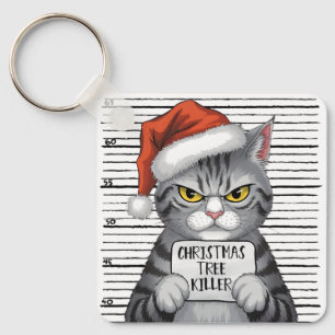 Funny Cat Julgran Killer Nyckelring