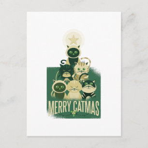 Funny Cat Julgran Merry Catmas Graphics Vykort