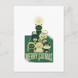 Funny Cat Julgran Merry Catmas Graphics Vykort