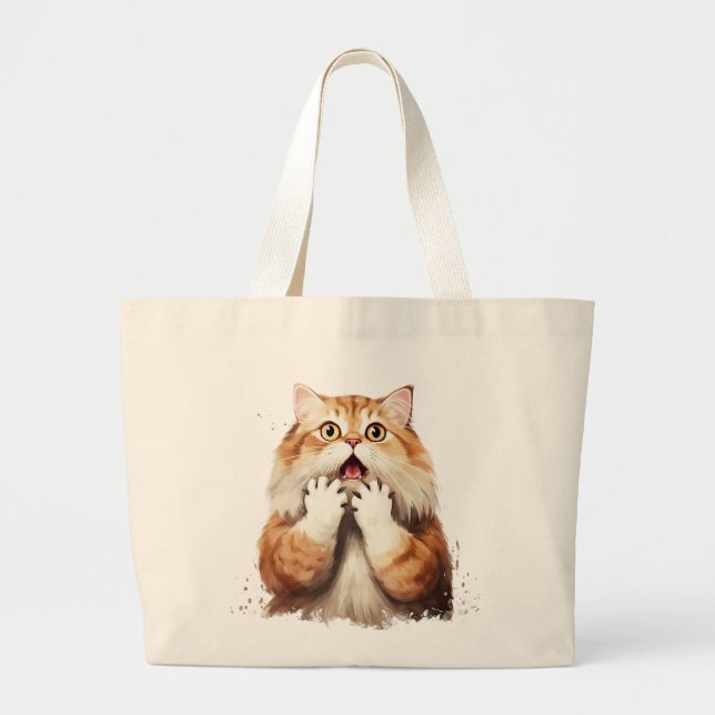 Funny Cat Jumbo Tote Tygkasse (Framsidan)
