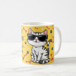 Funny Cat-kaffekeramisk kopp-Tecknad-katt Kaffemugg