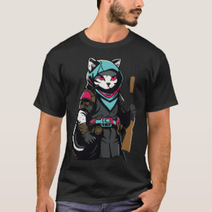 Funny Cat Kattunge Pew Gun Meme Rifle Älskare Pull T Shirt