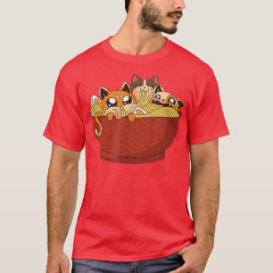 Funny Cat Kawaii Cat Ramen Japansk Black Anime G T Shirt