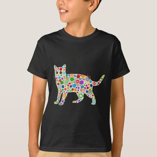 Funny Cat Kitten Älskare Polka Dot Lycklig Dot Dot T Shirt (Framsida)