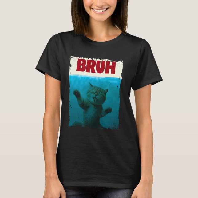 Funny Cat Kitten Bruh Meme Funny som säger Parody  T Shirt (Framsida)