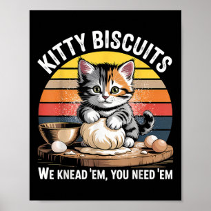 Funny Cat Kneading Dough Retro Kattunge Biscuits D Poster