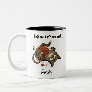 Funny Cat Knitting ThMeed Coffee Mugg Knitter Gift