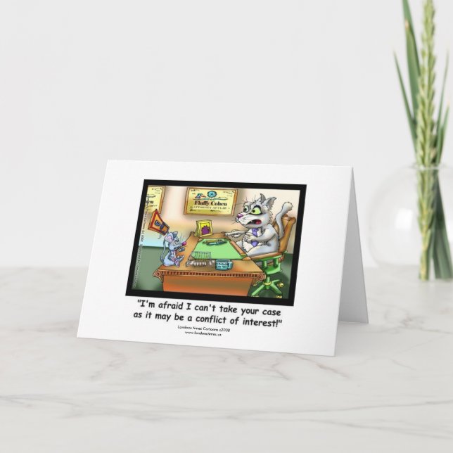 Funny Cat & Lawyer Funny Greeting Card Kort (Framsida)