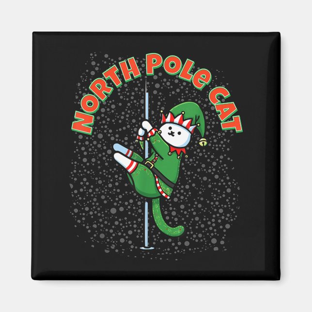 Funny Cat Le Dance Elf Costume Christmas Holiday C Magnet (Framsidan)