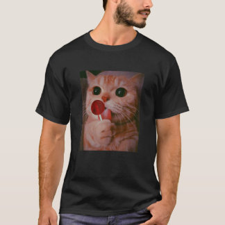 Funny Cat Lollipop Meow Kattunge Funny Cat Lover T Shirt