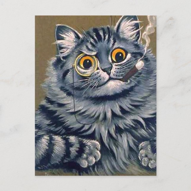 FUNNY CAT LOUIS WAIN CIGAR POSTCARD VYKORT (Framsida)