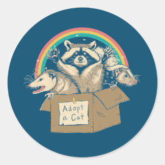 Funny Cat Lover Adopt a Cat Possum Raccoons Runt Klistermärke
