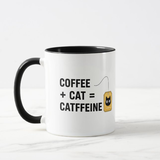 Funny  Cat Lover Caffeine Addict Gift Mugg (Vänster)