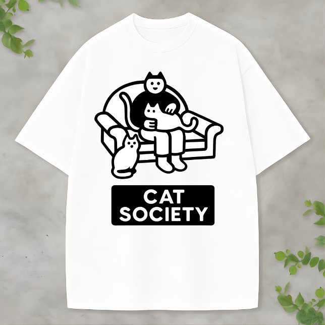 Funny Cat Lover Cat Society Design Illustration T Shirt (Skapare uppladdad)