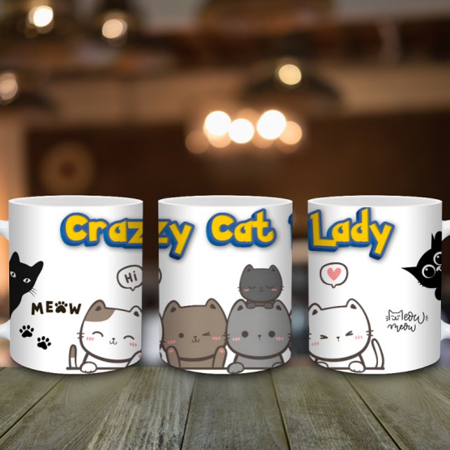 Funny Cat Lover Coffee Mugg - Crazy Cat Dam Gift (Skapare uppladdad)
