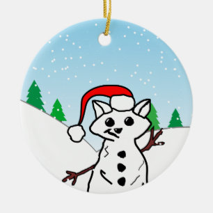 Funny Cat Lover jul Helgdag Snögubbe Julgransprydnad Keramik