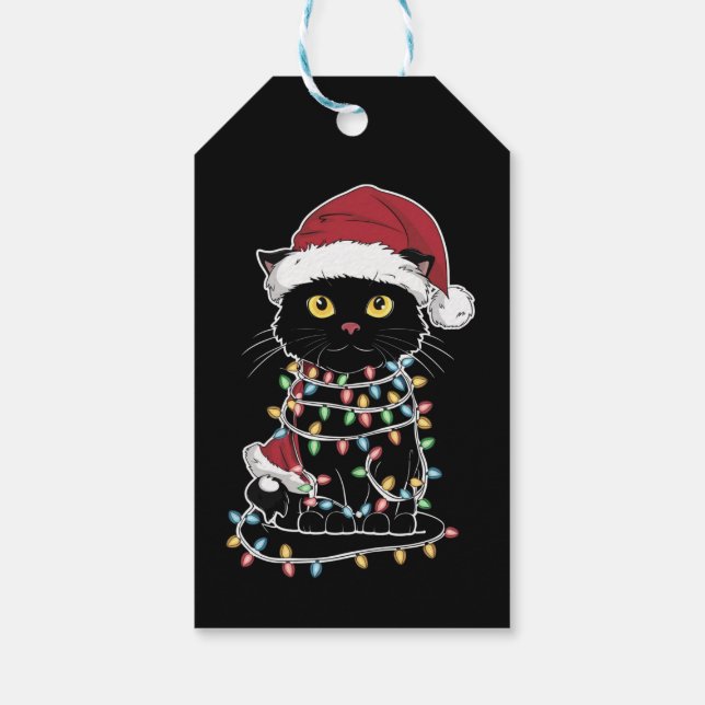 Funny Cat Lover jul Ljus Presentetikett (Baksidan)