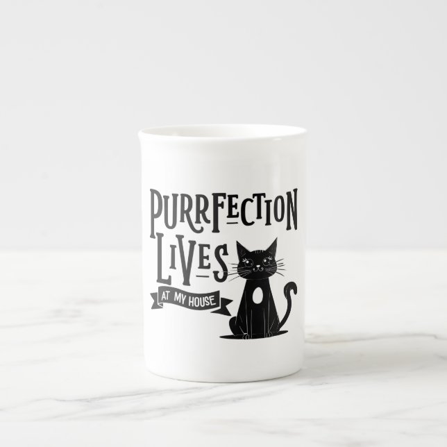 Funny Cat Lover Mug – “Purrfection.... Benporslin Mugg (Framsidan)