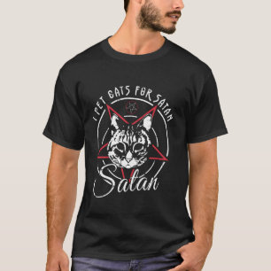 Funny Cat lover och Satanic Occult Pentagram Gothi T Shirt