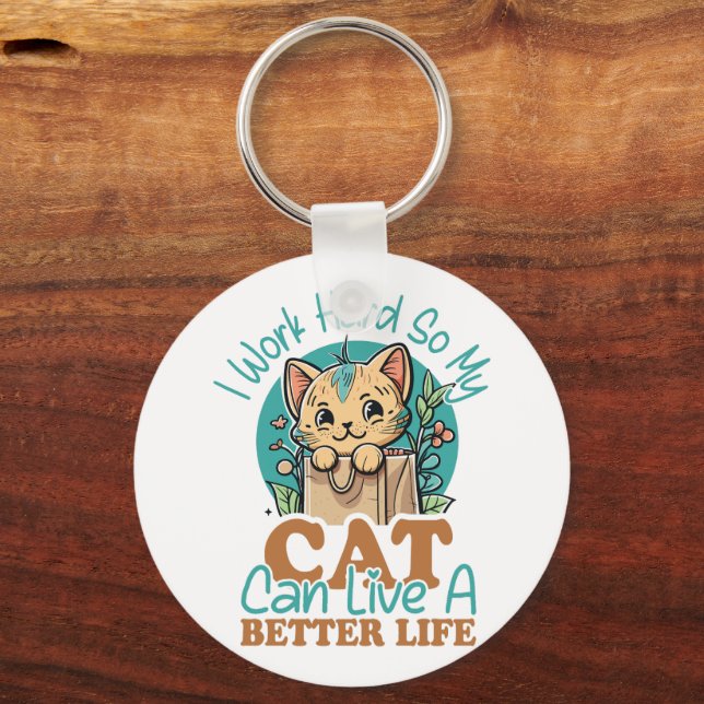 Funny Cat Lover Quote Cute Kitten Graphic Nyckelring (Framsida)