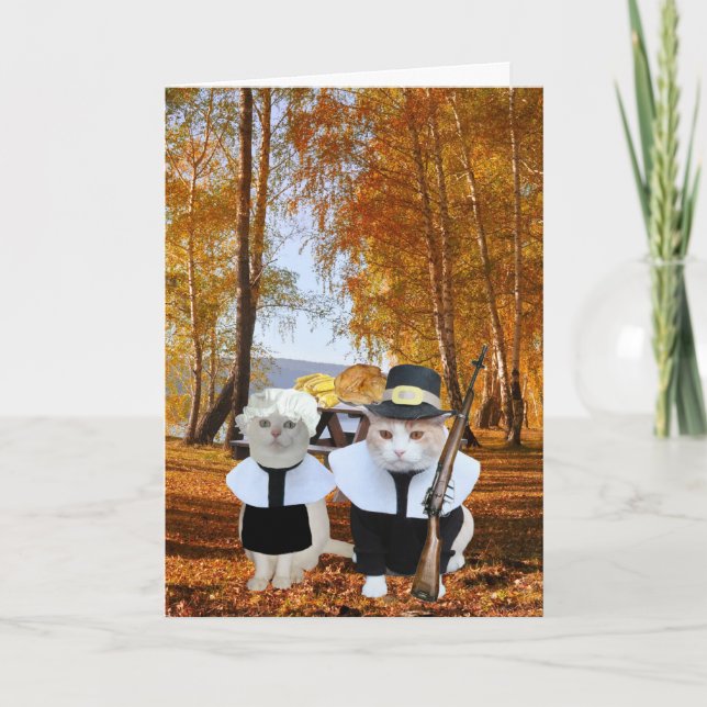Funny Cat Lover Thanksgiving Card Helgkort (Framsida)
