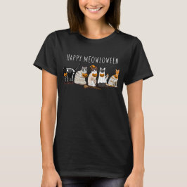 Funny Cat Lovers Gift, Lycklig Meowloween Cats T Shirt