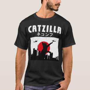 Funny Cat Lovers Japanska Catzilla Superskoj Kärle T Shirt