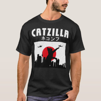 Funny Cat Lovers Japanska Catzilla Superskoj Kärle T Shirt