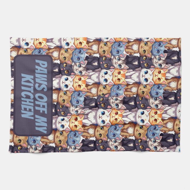 Funny Cat Lovers Paws Off My Kitchen Kökshandduk (Horisontell)