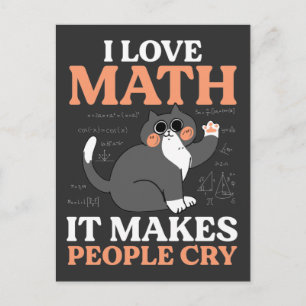 Funny Cat Loving Math Teacher Nerd Scientist Vykort