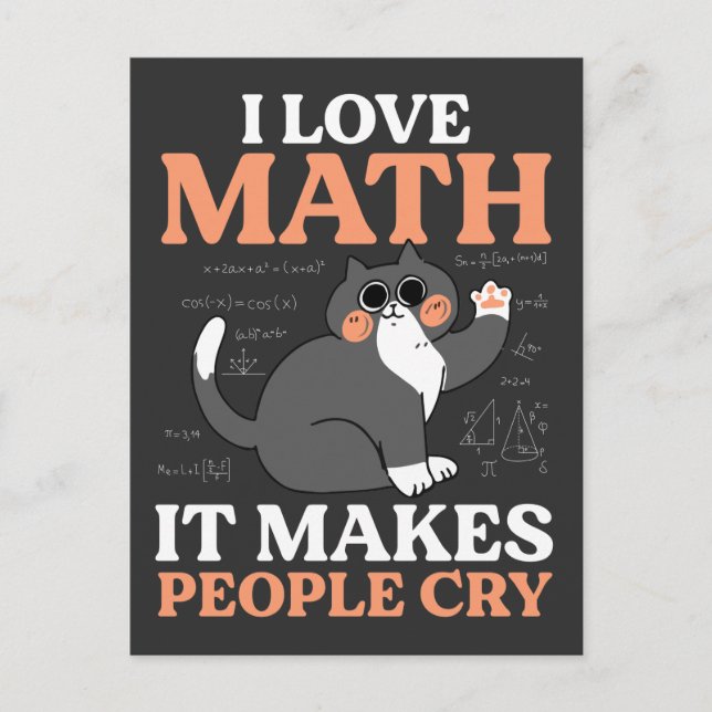 Funny Cat Loving Math Teacher Nerd Scientist Vykort (Framsida)