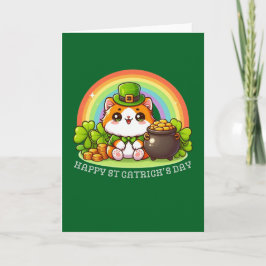 Funny Cat Lucky Irish Lycklig St patricks day Grön Kort