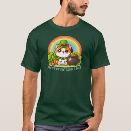 Funny Cat Lucky Irish Lycklig St patricks day Grön T Shirt