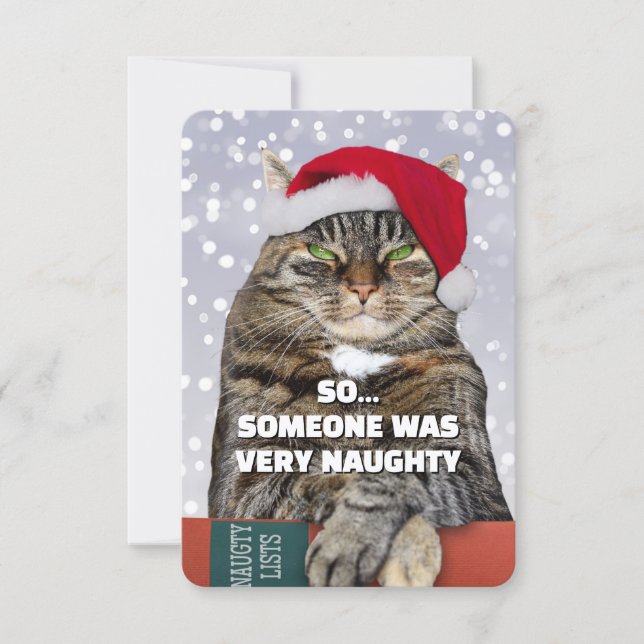 Funny cat mad at you Christmas card Tack Kort (Framsida)