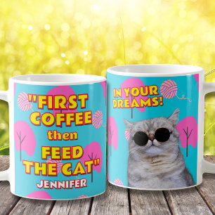 Funny Cat Mamma Gift - eget namn och foto Kaffemugg