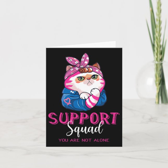Funny Cat Mamma Support Squad Breast Cancer Awaren Kort (Framsida)