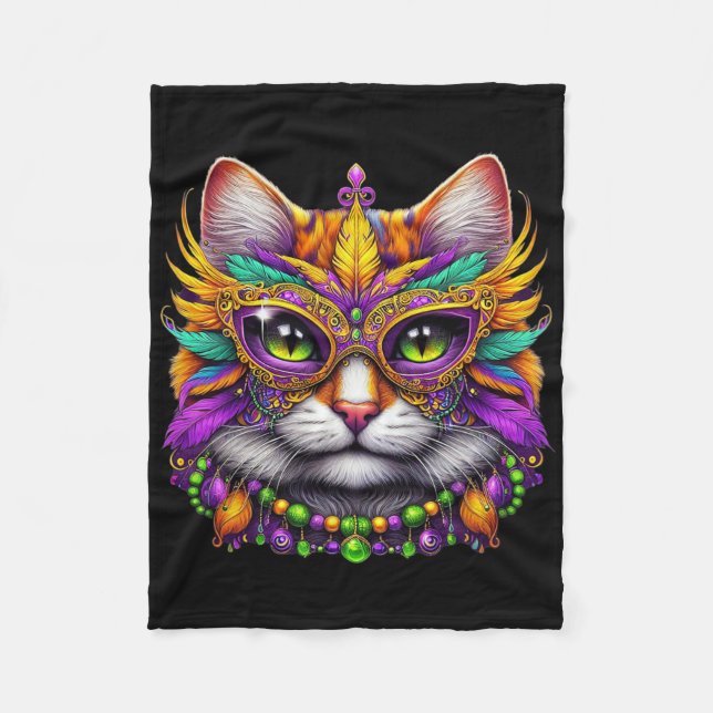 Funny Cat Mardi Gras Funny Mardi Gras Carnival  Fleecefilt (Framsidan)