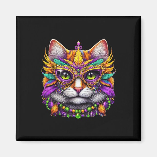 Funny Cat Mardi Gras Funny Mardi Gras Carnival Magnet (Framsidan)