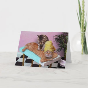 Funny Cat Massage Birthday Kort