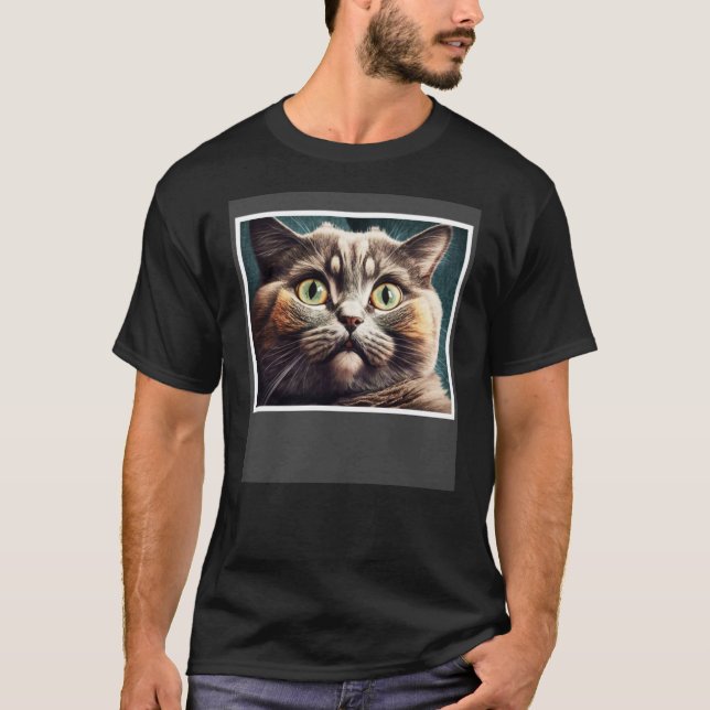 Funny Cat med puffy Ansikte, Cat Lover Pullover Hu T Shirt (Framsida)