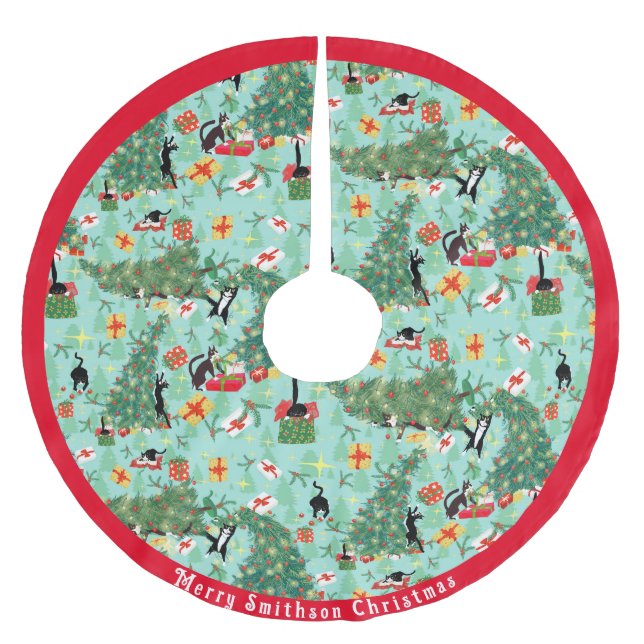 Funny Cat Meets Julgran Julgransmatta Borstad Polyester (Framsidan)