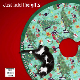 Funny Cat Meets Julgran Julgransmatta Borstad Polyester