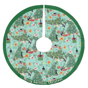 Funny Cat Meets Julgran Julgransmatta Borstad Polyester