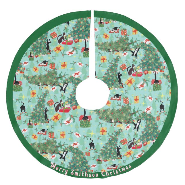 Funny Cat Meets Julgran Julgransmatta Borstad Polyester (Framsidan)